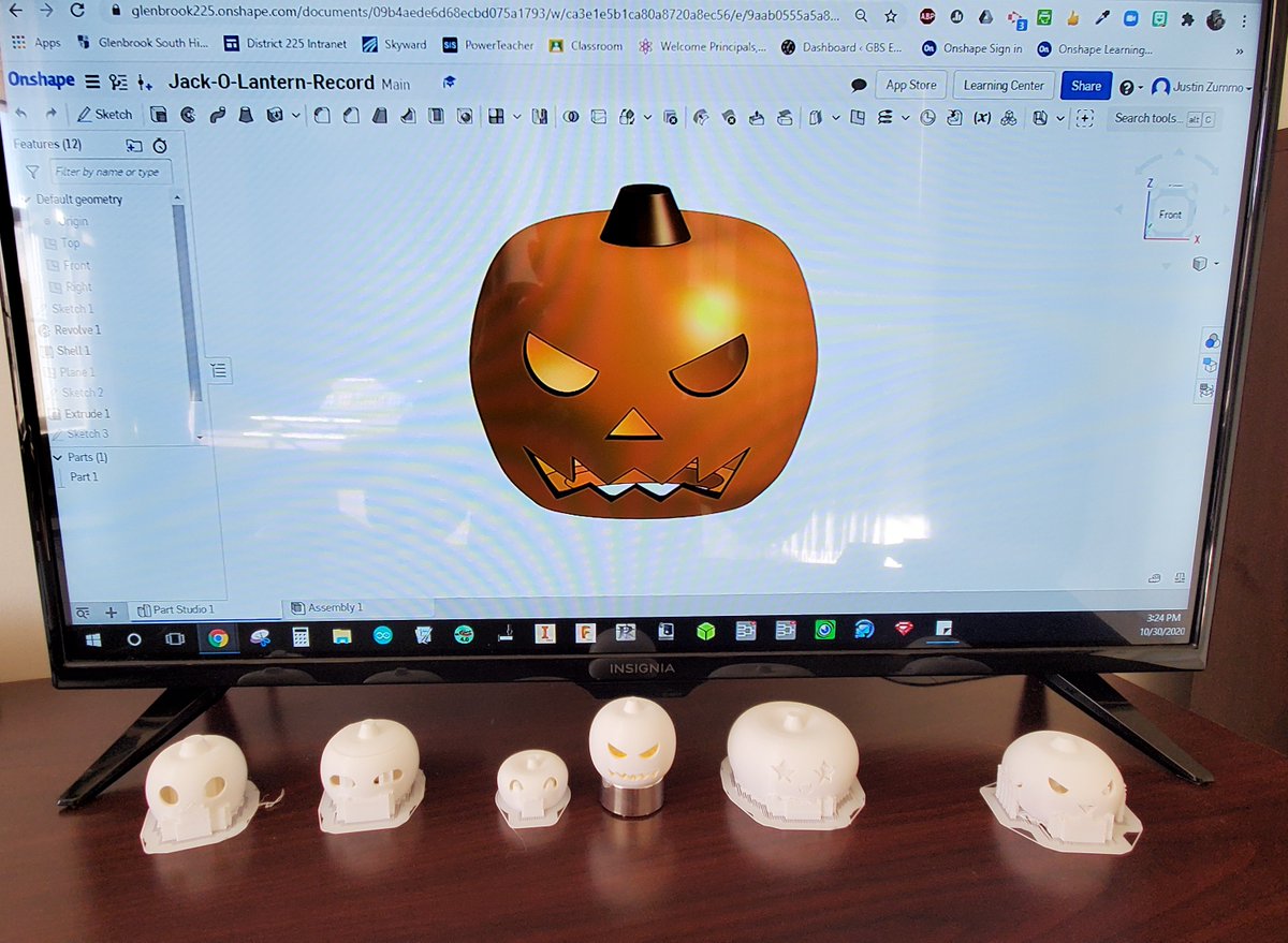 Justin_Zummo's tweet image. Engineering Club students celebrating Halloween with 3D Printed Tea Light Jack-O-Lanterns modeled in our new software for the year, Onshape!

#GBSengineering #GBSnow #Onshape