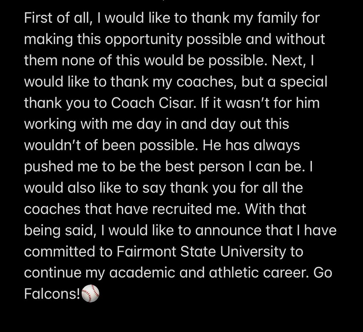 DylanGongola's tweet photo. COMMITTED. Go Falcons!⚾️ @Baseball_WPHS @FSUBSB https://t.co/mlMYahQw5Q