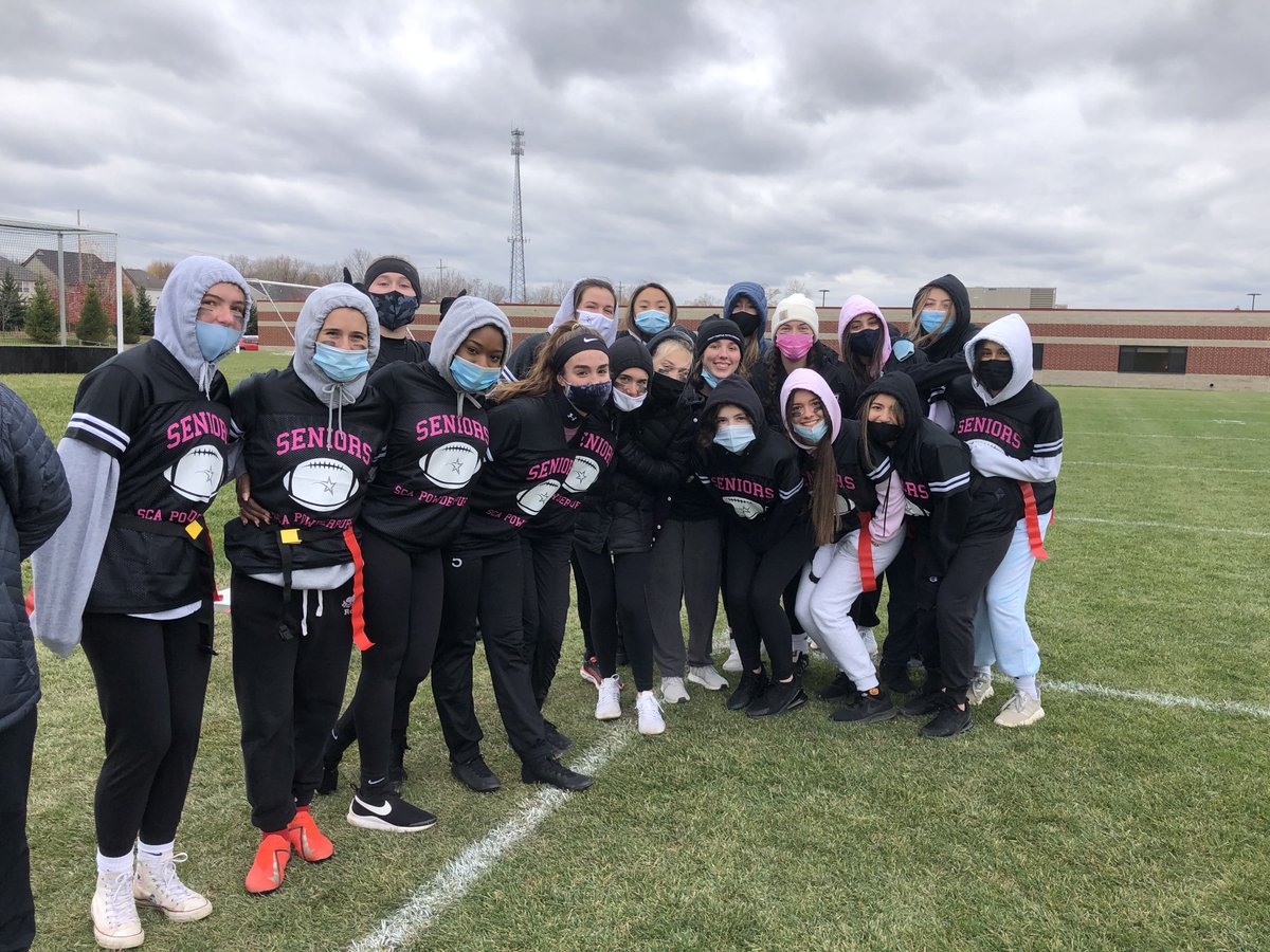 SCAwixom's tweet photo. Another Powderpuff game is in the books. Congratulations to the seniors for taking the win! ⭐️ 💜🏈 #SCAsisterhood #SCAtradition #SCAclassof2020 #SCAclassof2021 https://t.co/8eJjUxXFuW