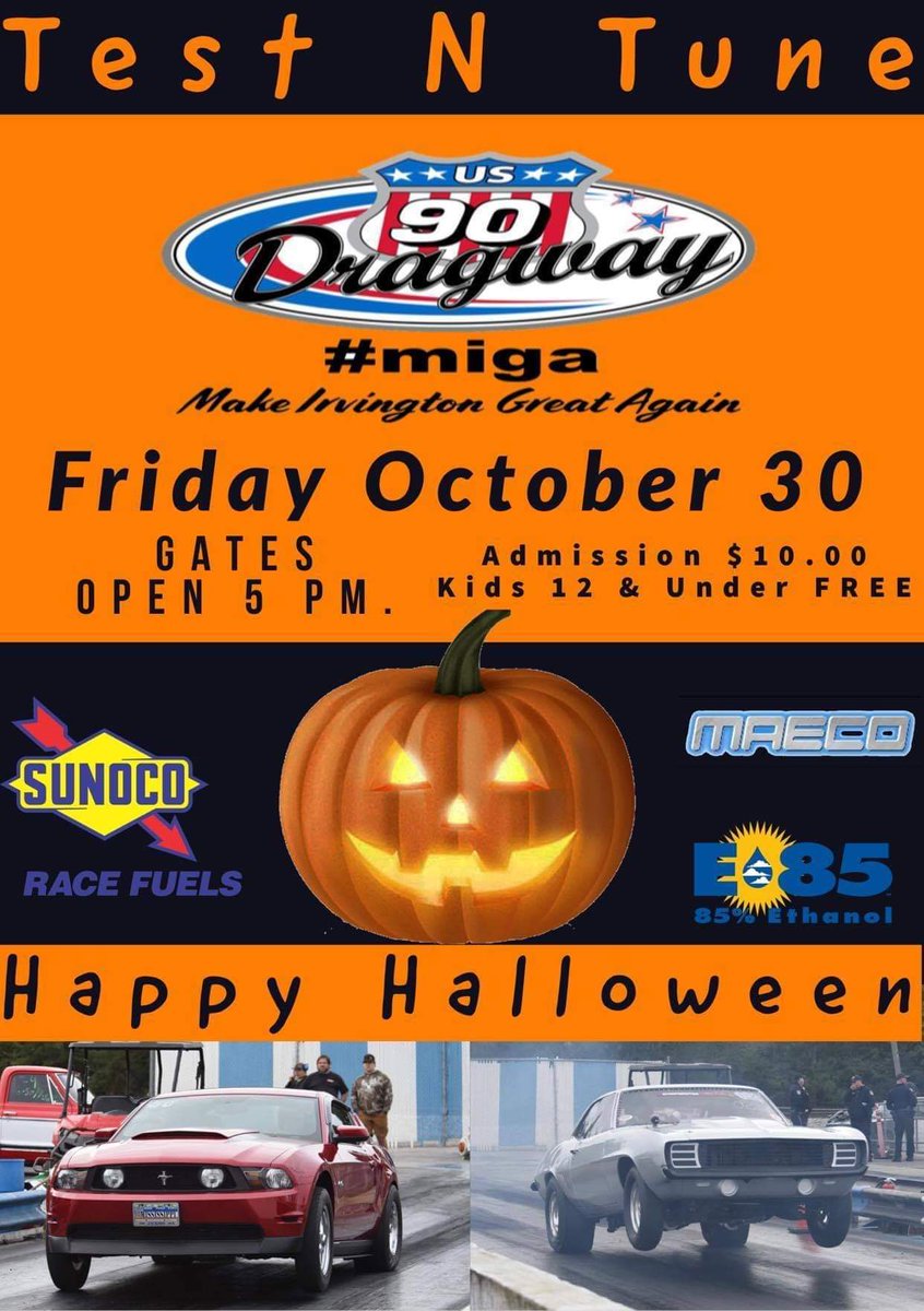 Test n Tune today. Gates open at 5pm. $10 Admission kids 12 &amp; under free! 
#mobiledragway #irvington #hotrod #Horsepower #dragracing #Dragcar  #radialprep #miga #us90dragway