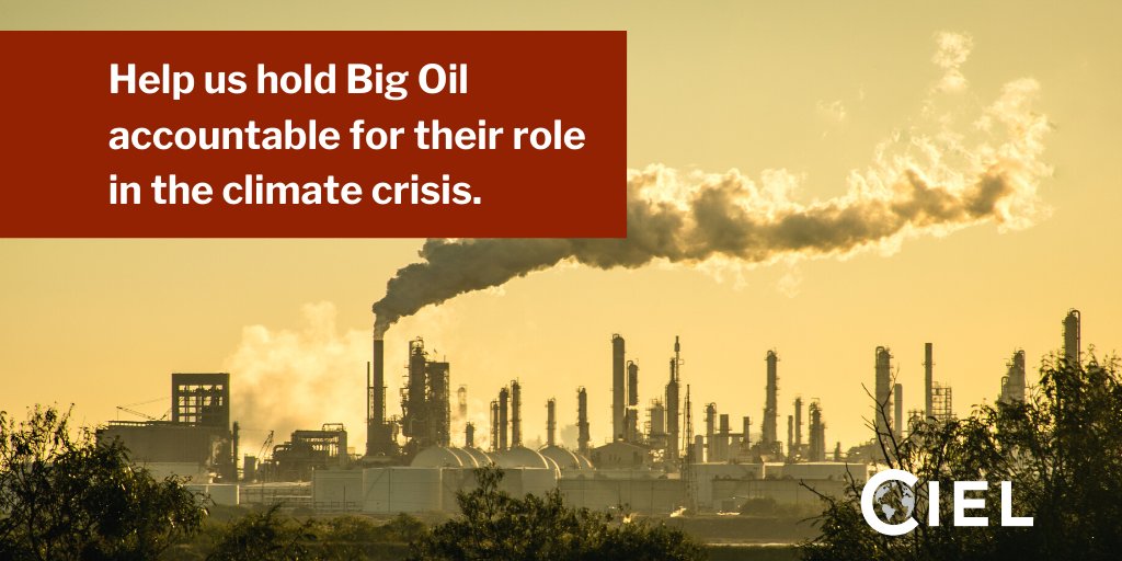 ciel_tweets's tweet image. Time is up for #BigOil. As new #ClimateLiability cases are filed around the world, and new research continues to come to light, you can help sustain this momentum to hold the #FossilFuel industry to account by making a monthly gift to CIEL:
secure3.convio.net/ciel/site/Dona…