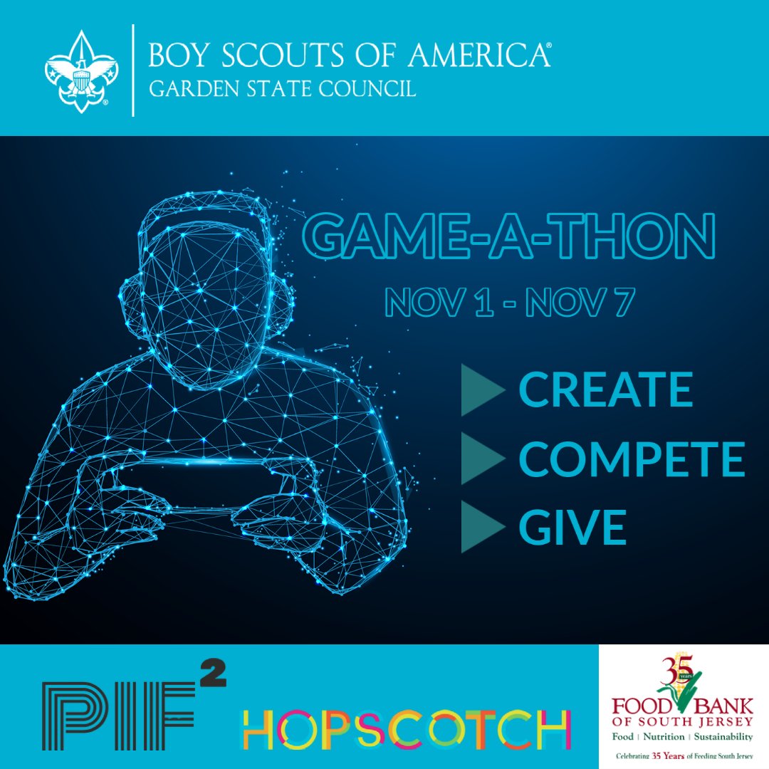 GardenStateBSA's tweet photo. @foodbankSJ reports a 200% increase in families who are now “food insecure.” To help, Garden State Council has partnered with PiF Squared to bring you Game-A-Thon: Hunger Games! 📱⁠ 
https://t.co/WdkmIuhVhG
 #pif4hunger #gscgameathon #bsa #scoutingforfood #scouton https://t.co/HGzGzVwFoo