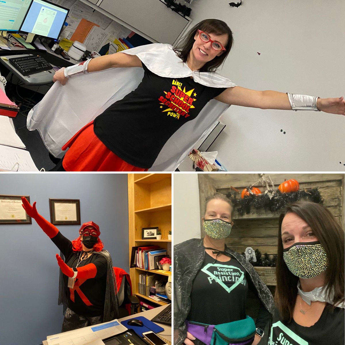 We always knew these ladies were #superheros #Halloween #superherostaff <a href="/EICSCatholic/">Elk Island Catholic Schools</a> Happy Halloween from StJXXIII Staff!