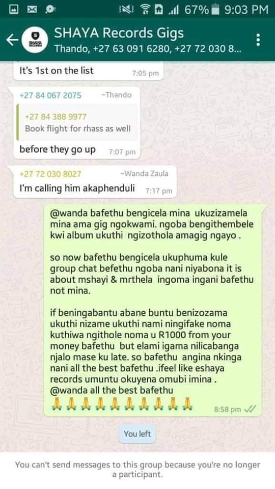 BuhleMxhosa's tweet photo. #ShayaRecordsMustFall
There Is Real Problems At Shaya Records😢😢💔💔 https://t.co/TVYlAuUH58