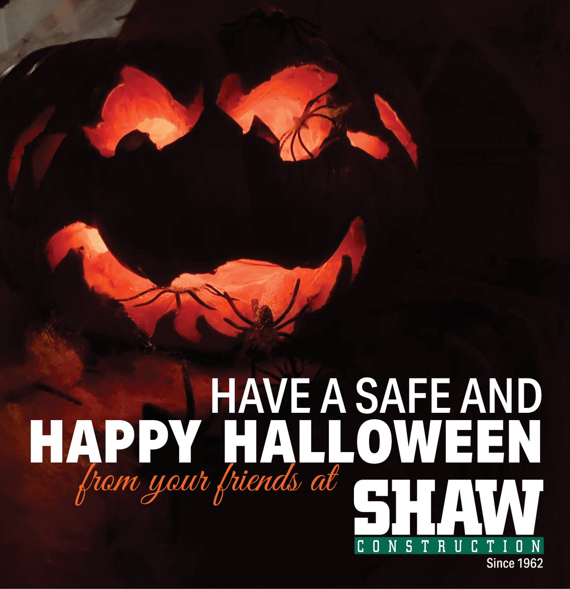 S__Construction's tweet photo. Wishing everyone a safe and Happy Halloween! 🕷
#HappyHalloween #pumpkin #ShawConstruction #Creepypumpkin https://t.co/5tXedoIWua