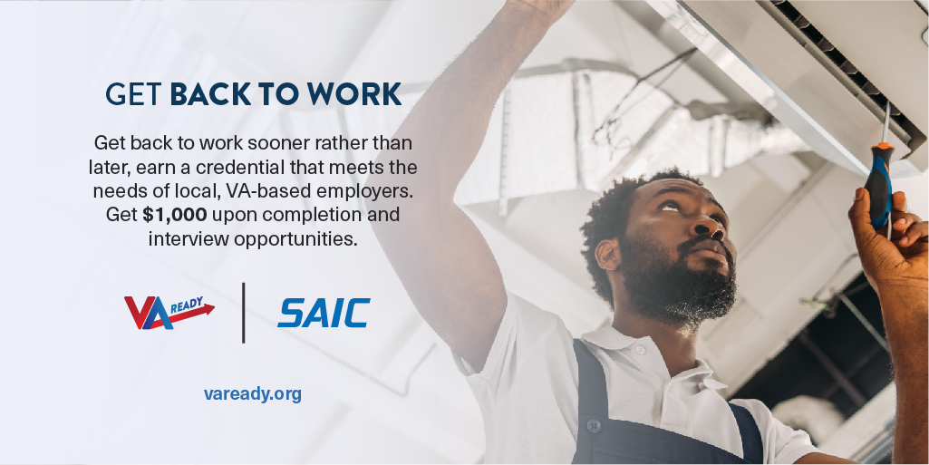 SAICinc's tweet photo. Together with @VAReadyOrg, we are working hard to connect unemployed #Virginians with better opportunities. Learn how: https://t.co/L32RcAzLGn #VAReady #SAICares #VirginiaJobs https://t.co/hlVDal4zTo