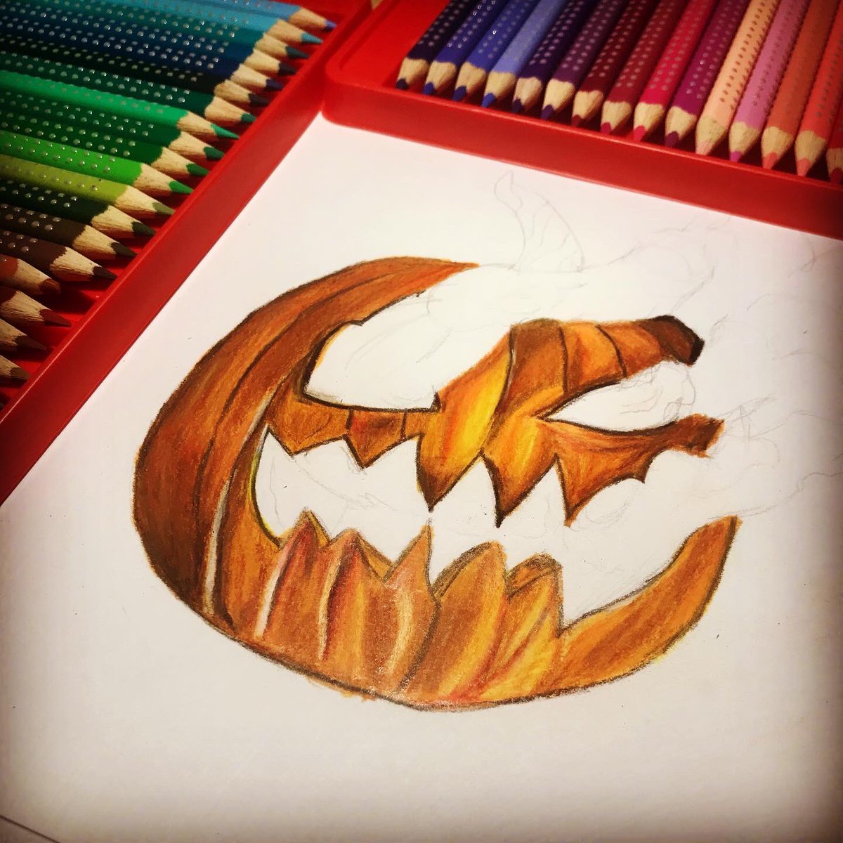 MargotMatito's tweet photo. 🎃🎃🎃
#citrouille #halloween #halloweendrawing #horreur #orange #pumpkin #effrayant #fabercastell https://t.co/8RCpWXJTDv