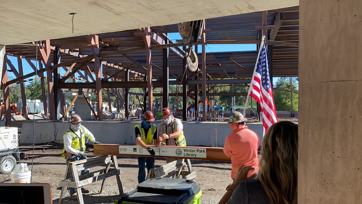 WinterParkFla's tweet photo. We couldn’t have asked for a more beautiful day to celebrate the Topping Out for the Winter Park Library &amp; Events Center. We are looking forward to celebrating more milestones together for this magnificent facility.
#LiveLearnWP https://t.co/rJGvrs6o0E