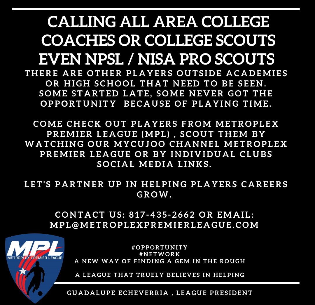 MetroplexLeague's tweet photo. #be part of Change
#Scouteveryone
#equalopportunity
#UnitingNTXSoccer #MetroplexPL #TexasSoccer #DFWSoccer #LowerleagueSoccer #USSSASoccer #USSSANCL #USSSA #nonleagueusa #LowerLeagueSoccer https://t.co/Yf878aFpED