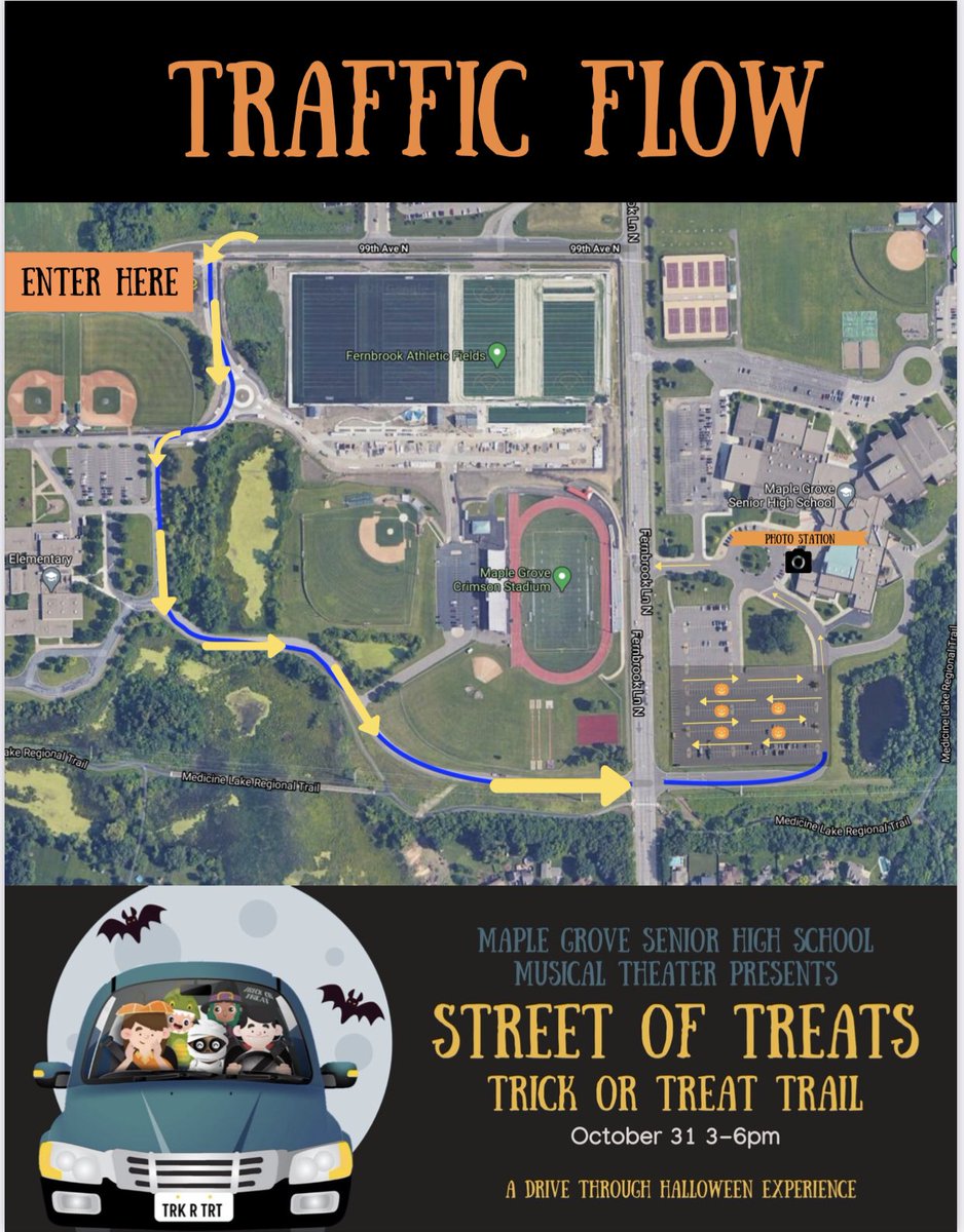 Coming to the “Street of Treats” tomorrow? Check out the images here for info on where to enter for the event! We are excited to see your great costumes between 3-6pm! 
🎃 🍭