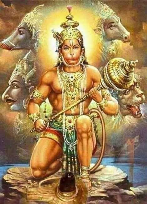 Hanuman Gada- given by Kuber to Hanuman ji. Hanuman Gada is carried in the right hand of Hanuman. It is a symbol of self-sovereignty, the authority of governance and the power to rule. It is said that once Hanuman’s gada saved Surath, the king of Kashi, from the arrows of Rama.