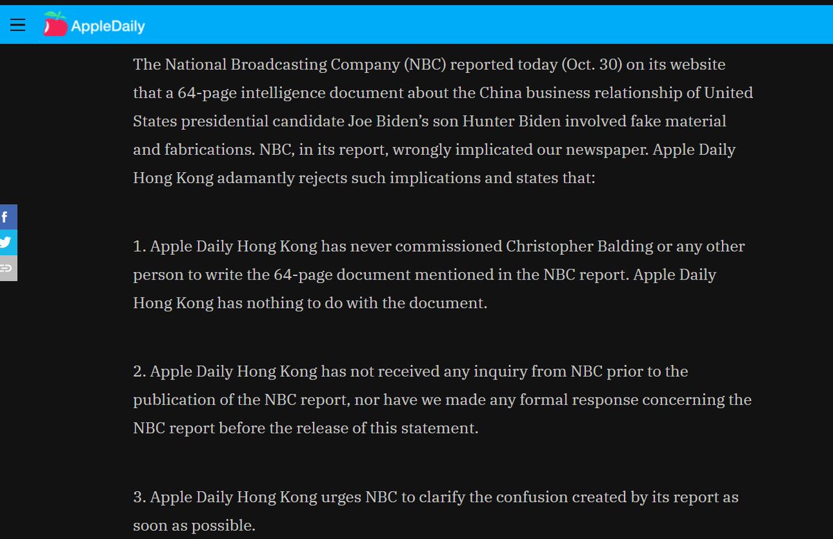 10/ Returning to the present, Jimmy Lai and Apple Daily immediately issued denials and threw Mark Simon under the bus