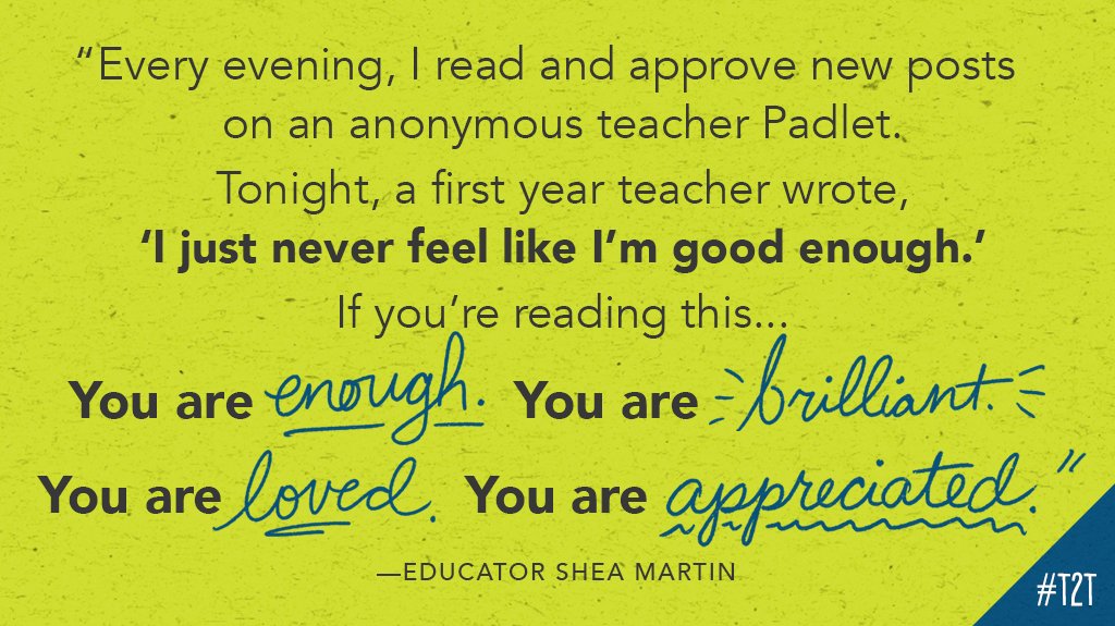 teacher2teacher's tweet photo. 💜 What message might you offer a T struggling with feelings of insecurity right now? #TeacherLife, #TeachPos via educator @sheathescholar https://t.co/4KYcwOacL0