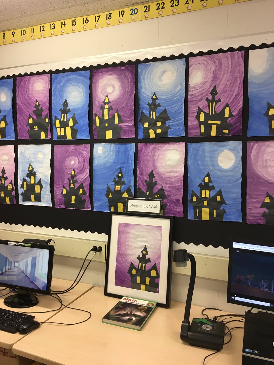 5A did an amazing job using their knowledge of values in their Spooky house painting!!