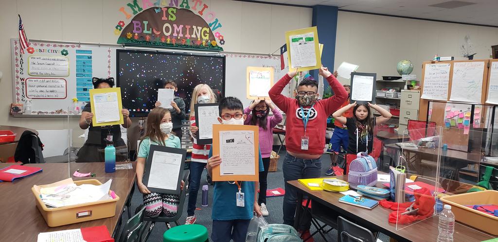 MichelleDuong20's tweet photo. The kiddos and I are so proud of their writing. 100% of participants in celebration! #postcfisd  @verdebowen https://t.co/SGADn51uIk