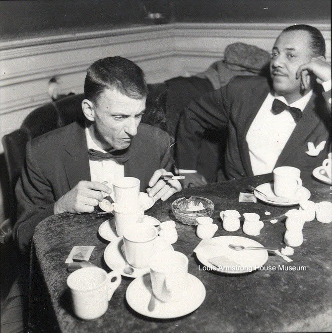 Barrett Deems and Billy Kyle fueling up (Louis once famous said of Deems, “He makes coffee nervous!”)