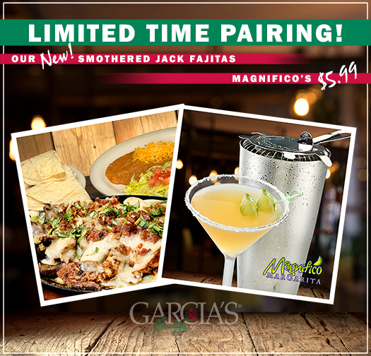 GarciasMexican's tweet photo. These two make a GREAT pair, but not for too much longer...
No time for both? Start your To Go order of Smothered Jack Fajitas right now: https://t.co/55G1ngGBsF 
#FreshTradition
*Not available in Carmichael, CA https://t.co/JbFUrAeFCu