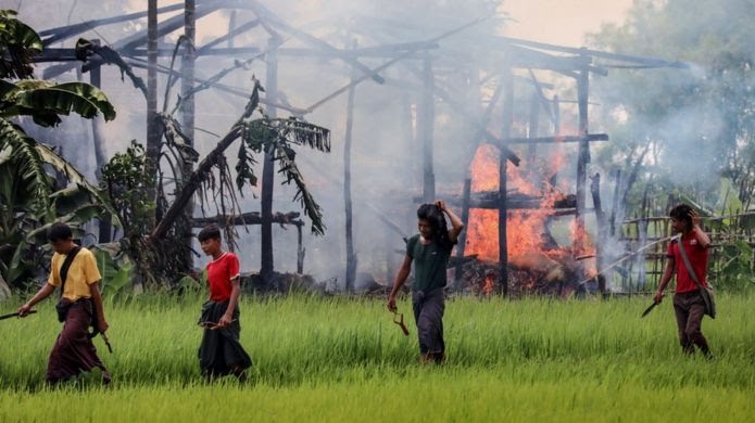 There is no any explanation and excuse of killing #Rohingya innocent people in the #ARAKAN state.i mean that there are mercy in their hearts but what kind of mercies will in their hearts to Slaughtering the #Rohingya.they did tossed our villages into ashes, Then since August. https://t.co/b0Y7mCARNQ