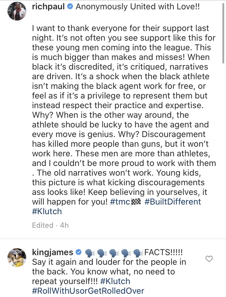 Ballislife's tweet photo. Rich Paul’s response to critics of Klutch’s ProDay https://t.co/r2mZkrV33p