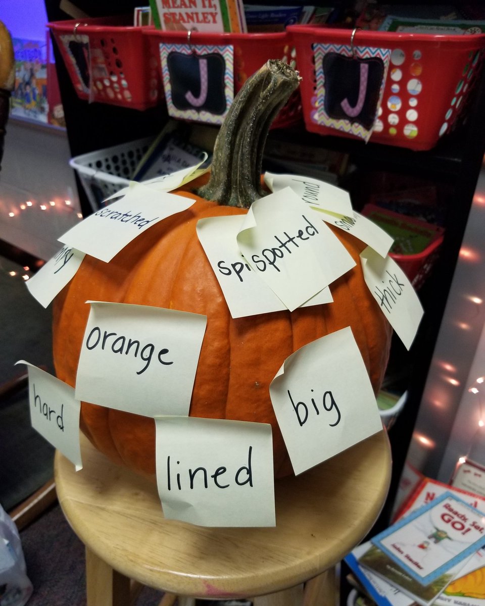 Missbertoli's tweet photo. Amazing adjectives with our pumpkins! #fallisfun @hempfield https://t.co/5CUkvS9U6O