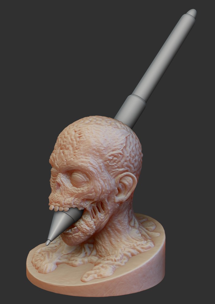 kovatch3d's tweet photo. Hi gang, decorate your table with this great piece and impress your friends with this Nolans Joker meets the Walking Dead Zombie Head Pen Holder. You can find more screenshots in links below. #Halloween #3Dprinting #zbrush #freebie 
Artstation - https://t.co/FNxzVIIIC3 https://t.co/klCM49RN40