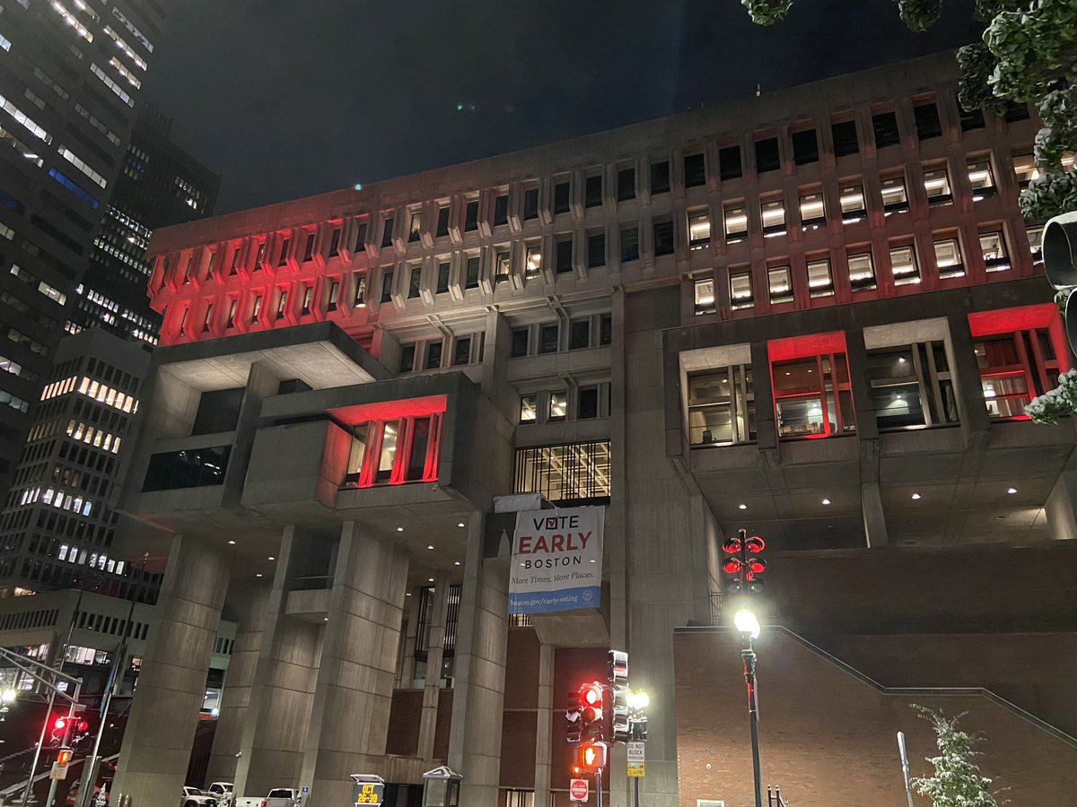 A beacon of courage, motivation and perseverance, tonight we light City Hall red and white in memory of Travis Roy. Thank you for inspiring us all, Travis. You will be deeply missed. <a href="/TRFoundation/">TravisRoyFoundation</a>