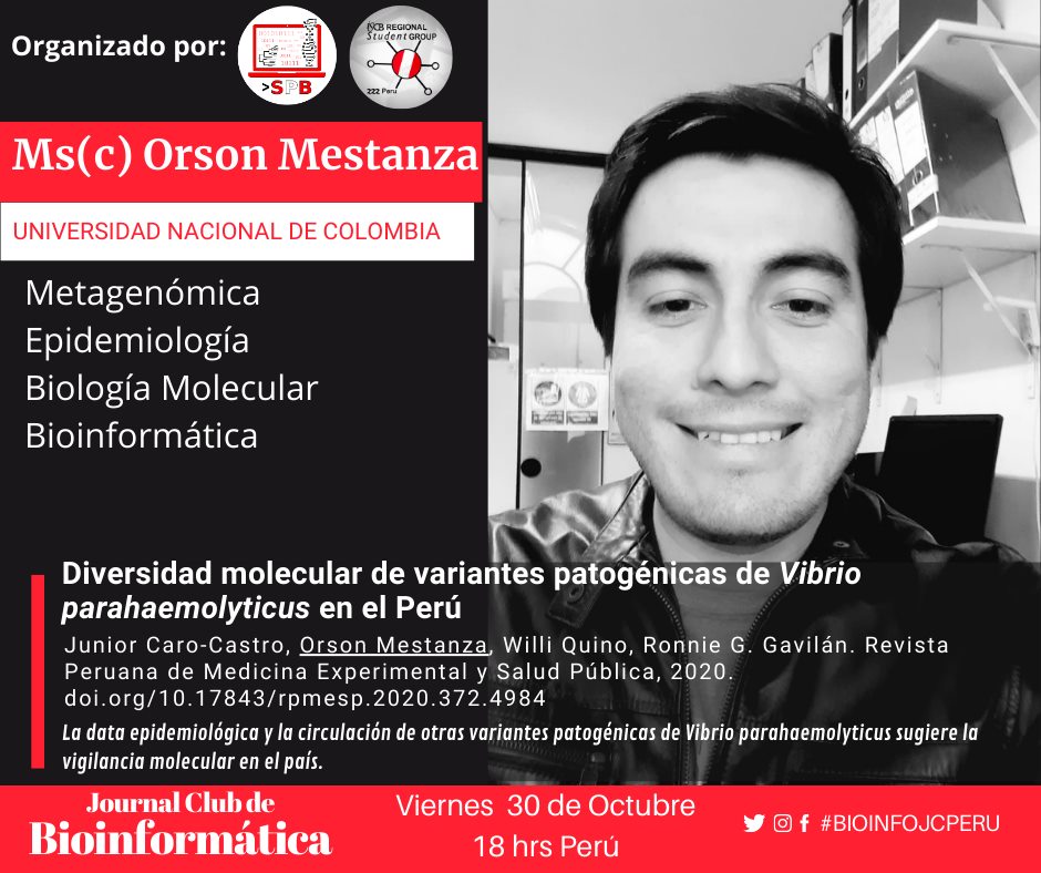 #Journal #Club #Bioinformática Puedes seguir la transmisión de la 5ta sesión en este link: https://t.co/E61ILJ03Ac https://t.co/CAegvkBfEC