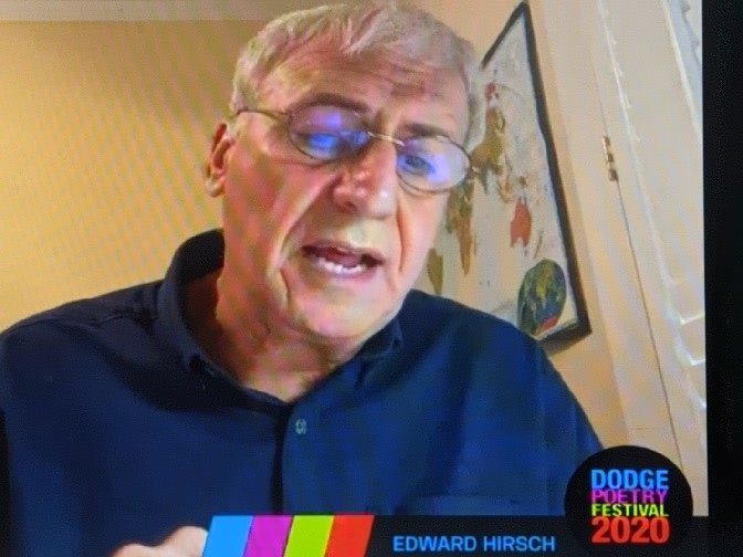 darkviolin's tweet photo. Edward Hirsch reading "The Guild," as much about his #DPF2020 listeners as enjambment or the allusive [sic] muse #poetry https://t.co/8JFMeYoCfe