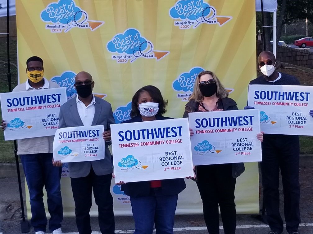 SouthwestTN's tweet photo. We are super excited to win Best Regional College - 2nd Place in @MemphisFlyer's Best of Memphis contest! Thank you to everyone who voted and for all your support. We are truly grateful and humbled by this public recognition! Thanks for the opportunity, Memphis Flyer! Pictured... https://t.co/ojHG8w23be