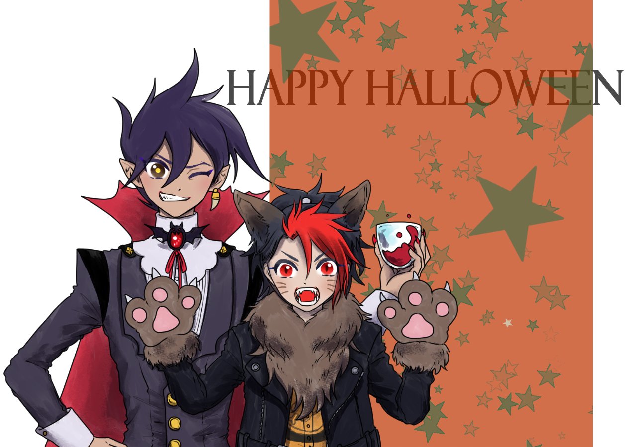 悟犖 ごらく 本日は ハッピーハロウィーン 天外魔境から卍丸 ヒガン 絹ちゃん スバル カブキ団十郎 天神に仮装していただきました カブキ様は案の定ノリノリwww T天外魔境 天外シリーズ Illustration 絵 Halloween ハロウィン