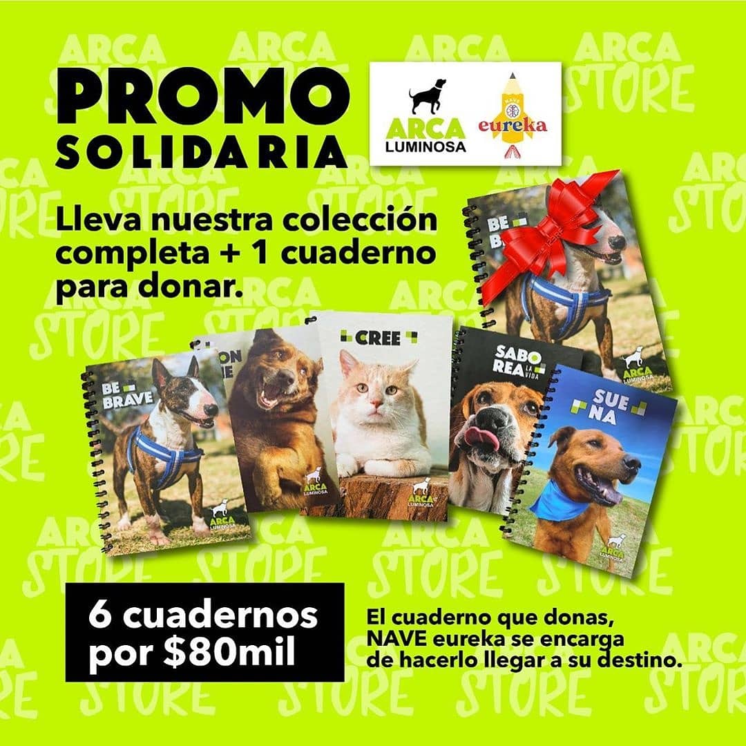 ArcaLuminosa's tweet photo. Dona 1 cuaderno por: 12.000 🚀
Compra 1 por 20.000🌟
3 por 50.000 💚
Y si compras 5 por 80.000 donaremos 1 cuaderno a los niños del albergue TEO🌟
Envío gratis en Bogotá 🚚 otras ciudades de Colombia +10k 🇨🇴
Únete al movimiento donde somos causa y estilo🐶🐾 #ArcaStore https://t.co/mffQPvciTS