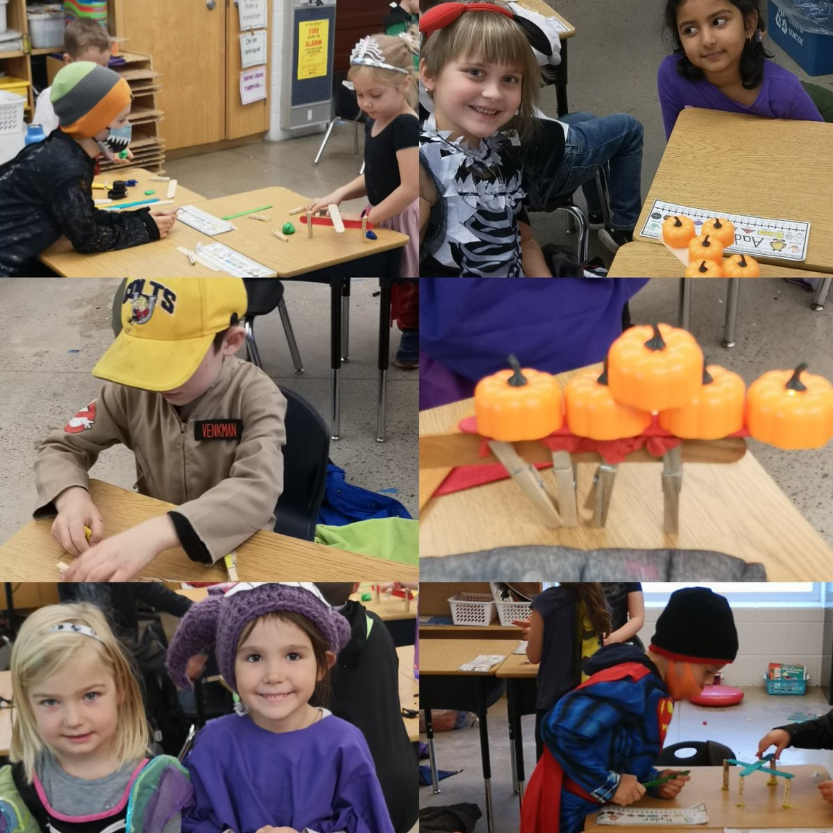 FrenchFunin's tweet photo. STEAM: Students were challenged to create a fence for the 5 little pumpkins we read about in "Pat le Chat et 5 petites citrouilles". https://t.co/SXSY41Dx4t