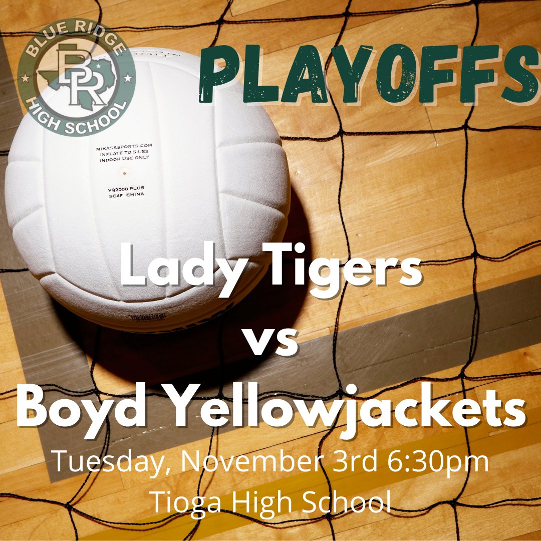 brhs_tigers's tweet photo. Lady Tigers Volleyball Playoff Information. Tickets will be sold at the door. #Ambush https://t.co/lS5miuyu6K
