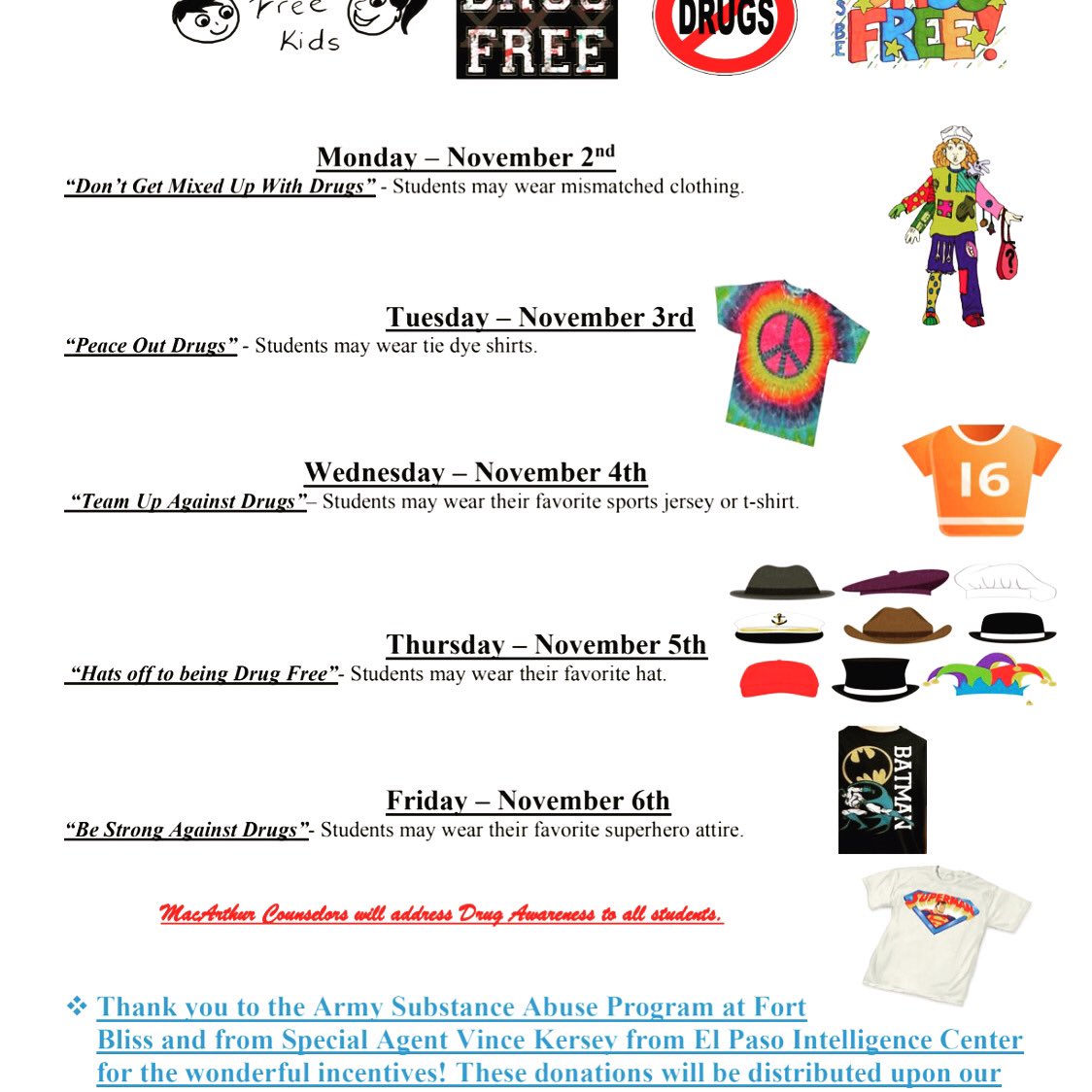 JulieAParra01's tweet photo. Red Ribbon Spirit Week at MacArthur! https://t.co/h0w6LbZln3