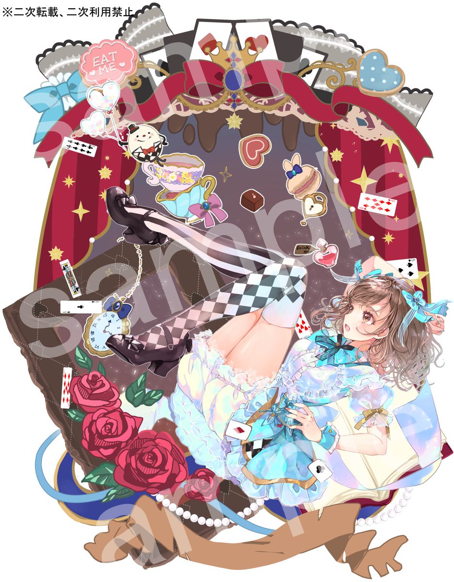 ぷらこ 絵描き グッズデザインのイラストをじっくり見たいとご意見頂いたので サンプルをご用意しました みほちゃんらしいカラーの小物を配置したデザインにしてみました 構図は相談して決めたりして 貴重な経験でした グッズもぜひ見てみて