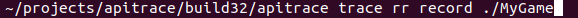 ...and then I ran the game under "rr record" ...and ran *that* under ApiTrace.rr is _amazing_. It basically lets you record a run of a program and then play it back, tivo'ing back and forth with GDB to track down your bug:  https://rr-project.org/ 