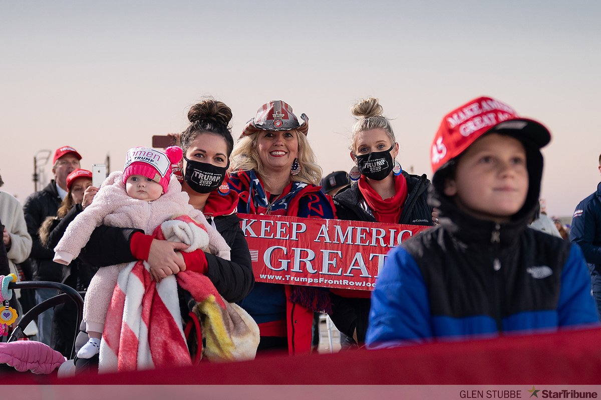 President Donald Trump rallied supporters at the Rochester, MN airport. The crowd was limited to 250. But hundreds waited outside the airport. Trump stopped there first -- photos coming