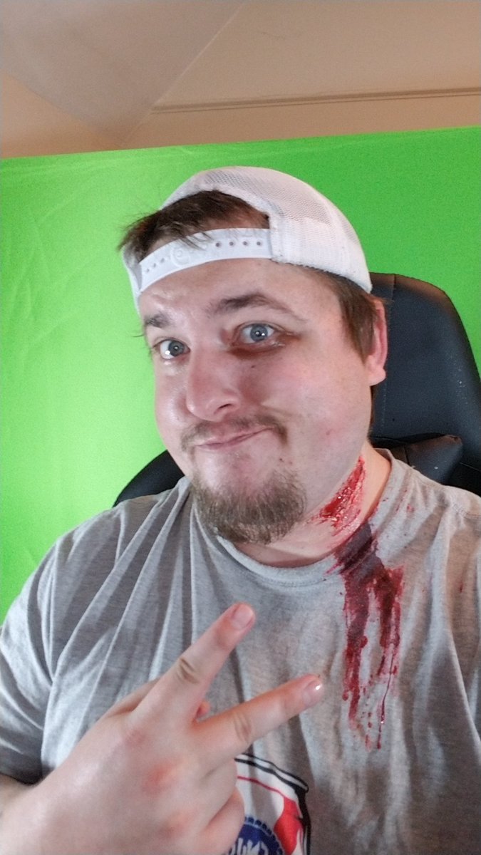 mistakenzombie's tweet photo. Zombie and I got into a little disagreement... no big deal Chad is still streaming tonight! Come by and have a good ass time! I know I will! #Chad #zombiebitesideeffects #shabangawang #SquadronZ #hitemwitit #FratGuyFriday #Twitch #streamers #Halloween #31daysofhorror https://t.co/LjFegG2fr2