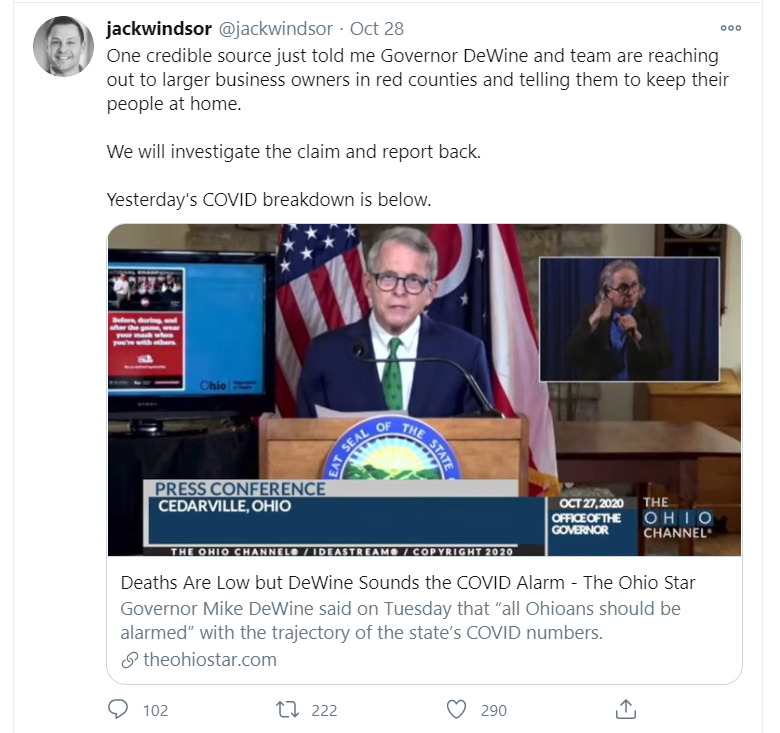 He’s also trampling human rights.Midnight order for COVID FEMA camps.COVID positivity added to driver license records.Elderly isolated in long-term care facilities.Families barred from entering hospitals.Churches, businesses bullied to close. https://coronavirus.ohio.gov/static/publicorders/DO-Non-Congregate-Shelter-Second-Amended-08.31.20-Reader.pdf