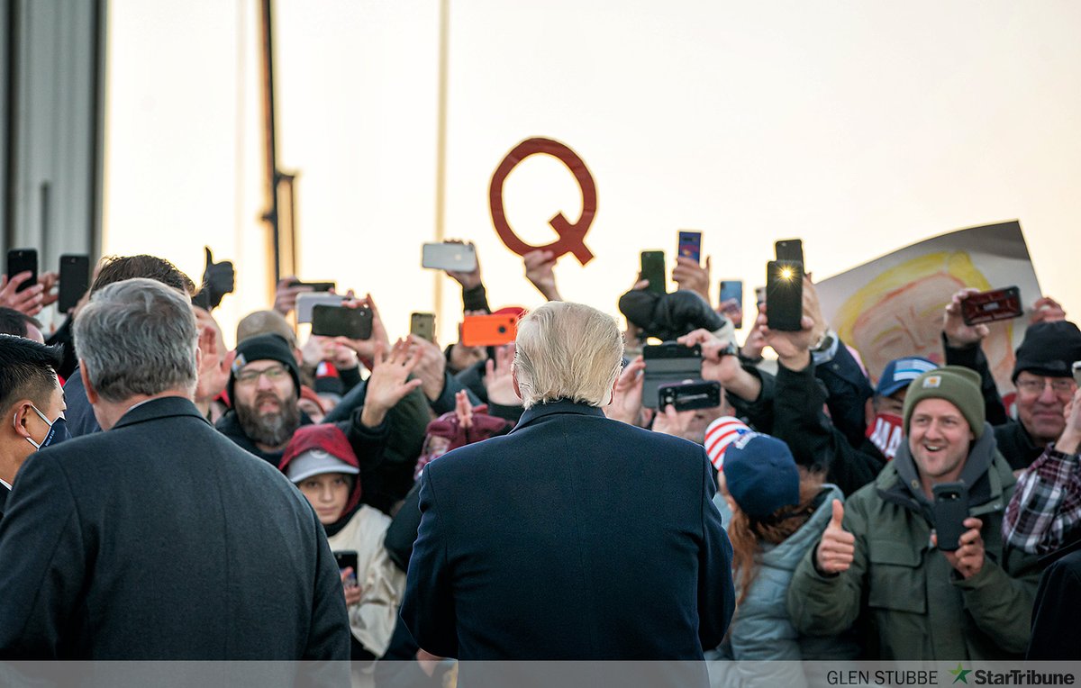 Immediately after he landed, President Donald Trump visited with hundreds of supporters who gathered outside Rochester, MN airport. Inside the rally was limited to 250 people but hundreds more waited outside.