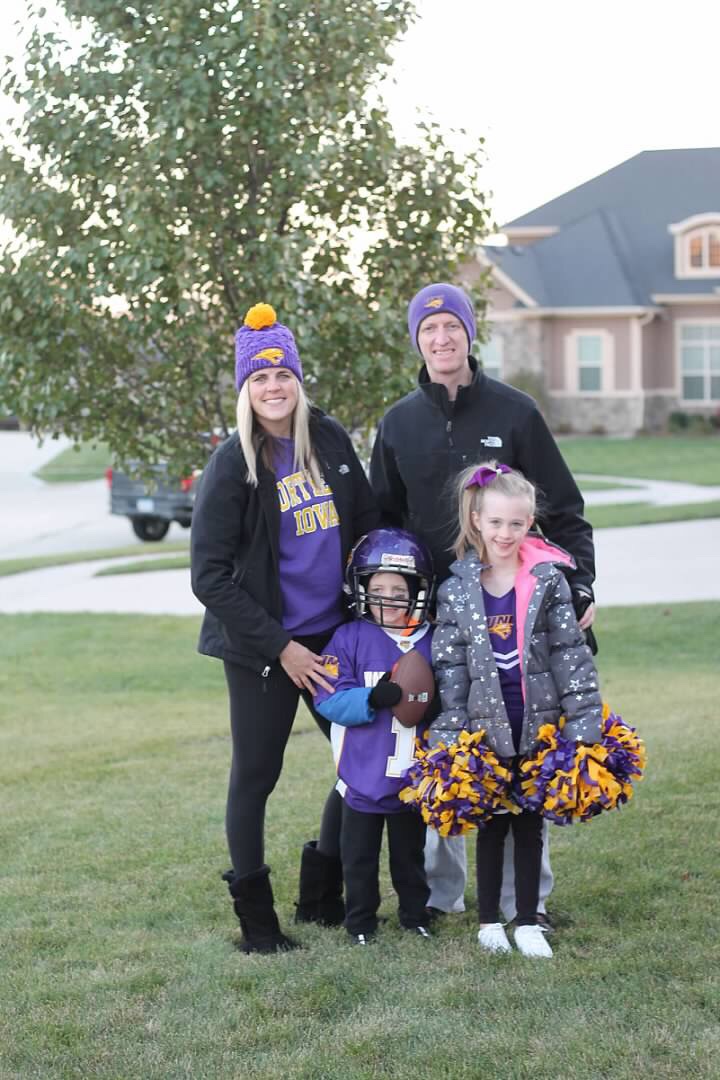 KellyMGE's tweet photo. Just a walking ad for UNI this Halloween! We may have recruited a few kids for 2030 🎃 @northerniowa @UNI_Alumni https://t.co/tmwIO58vaS