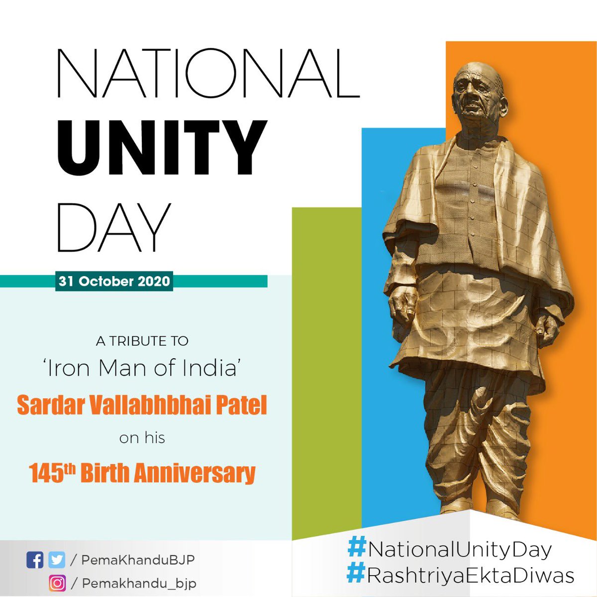 PemaKhanduBJP's tweet photo. Homage to #SardarVallabhbhaiPatel, the Iron Man of India on his birth anniversary. The day is also celebrated as #RashtriyaEktaDiwas to reaffirm our commitment towards preserving the unity and integrity of our country that Sardar Patel had always worked for. https://t.co/epsaQYGaC9