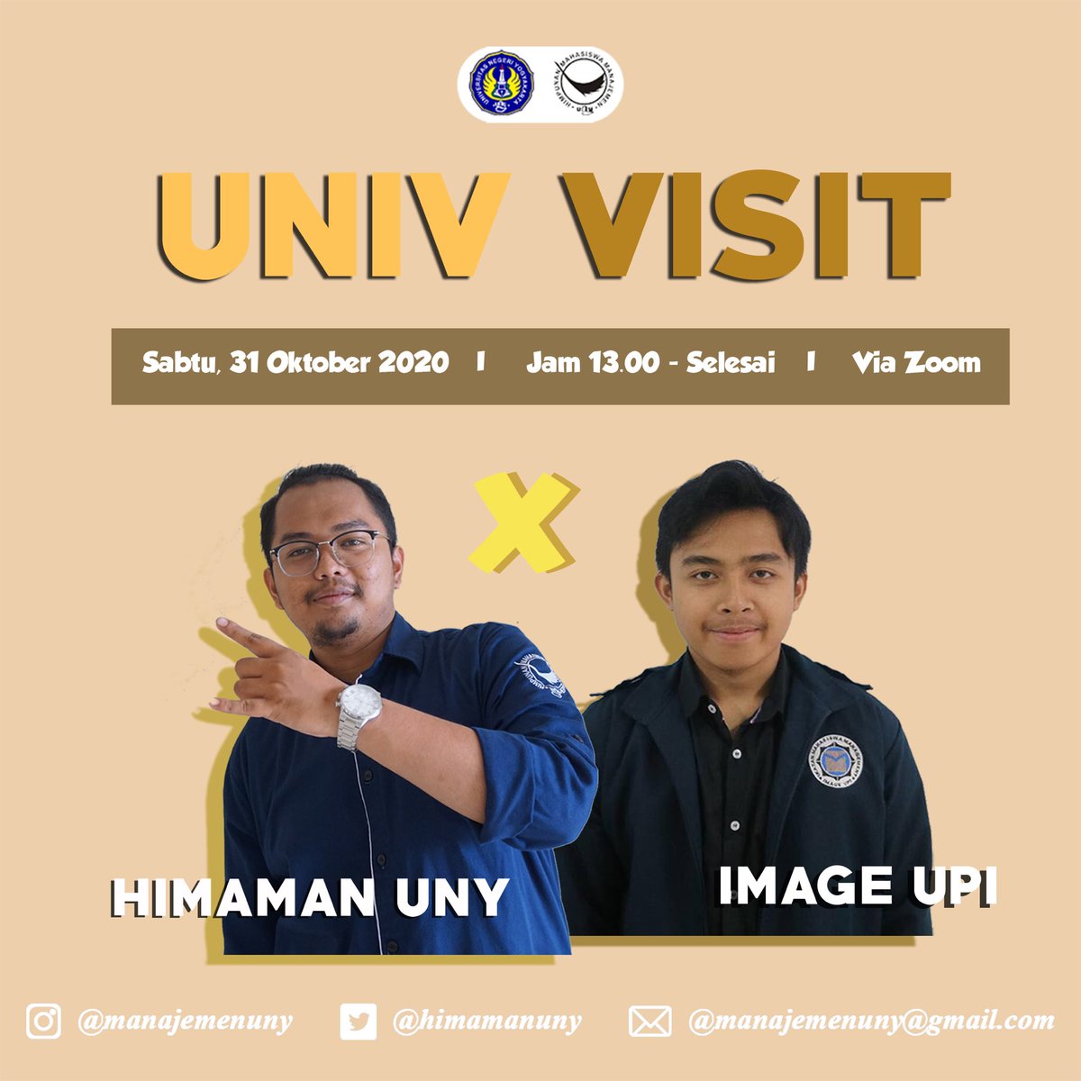 [AGENDA HIMA MANAJEMEN]

UNIV VISIT ONLINE BERSAMA IMAGE UPI 
yang akan dilaksanakan pada :
🗓️ : Sabtu, 31 Oktober 2020
⏰ : 13.00 - 15.00 WIB
🏡 : Zoom

Semoga acara dapat berjalan lancar😊🙏

#manajemenuny