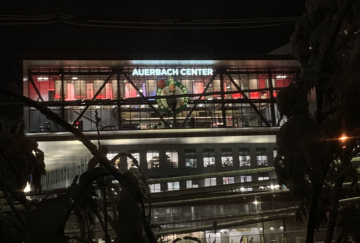 The Pru, City Hall and the Auerbach Center all taking part in the red and white Travis tributes tonight.

#ProudToBU