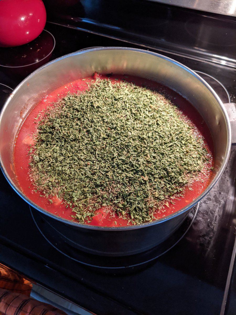 Sam_n_Ike's tweet photo. Making a massive batch of red sauce alongside Halloween themed cupcakes is a logical combo choice, right? 🙃 I'm targeting: "Extraterrestrial" swirl with lime, "Purple People Eater" plain, and "Blood &amp; Guts" with apricot jam. 🎃💀 https://t.co/hgNolGkbnQ