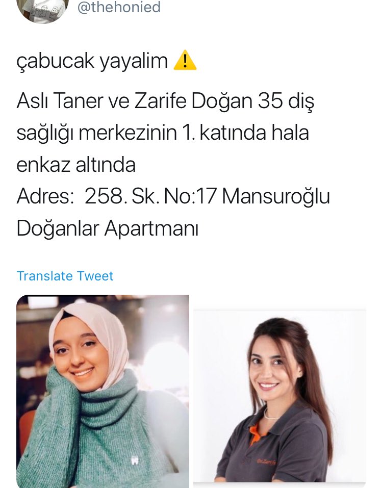 ASLI TANER VE ZARİFE DOĞANDAN HALA HABER YOK!