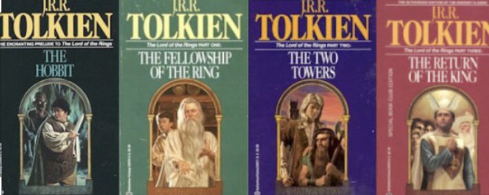 The Hobbit and Lord of the Rings book covers