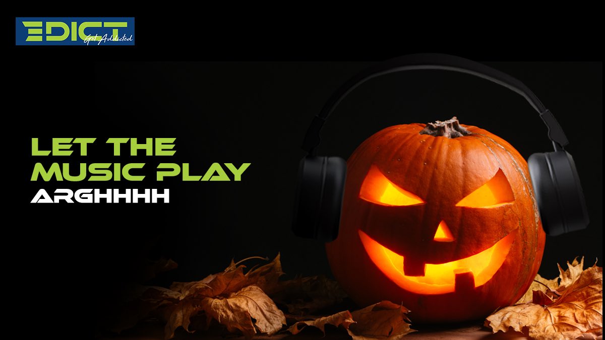 GetEdicted's tweet photo. Put your headphones on and get away from the sounds of horror. Happy Halloween! 

#GetEdicted #Edict #Ediction #Halloween #EdictfulHalloween #SoundsOfHorror https://t.co/LDrbpwoAGI