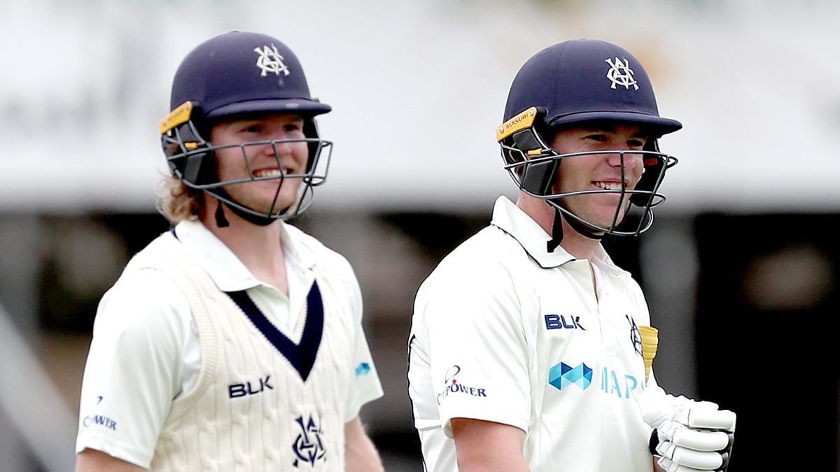 VicStateCricket's tweet photo. Will Pucovski (184*) and Marcus Harris (180*) have just broken Victoria's all time opening partnership record.

We're 0-376.

The previous mark was set nearly 94 years ago by Woodfull and Ponsford.

LIVE: https://t.co/EISwi9FQTq #vicsdoitbetter https://t.co/vFUJIsRX4N