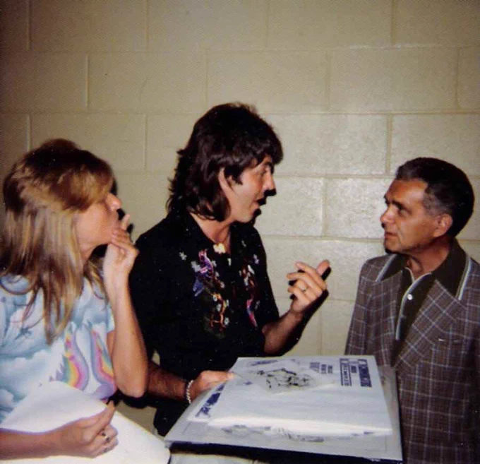 Paul and Linda McCartney meet up with Marvel legend, Jack Kirby backstage in LA in 1975. Kirby, whose daughter was a fan, handed the pair a drawing he did of them-with Magneto. (image 3). (The Wings album Venus and Mars contains the song, "Magneto and Titanium Man"). 